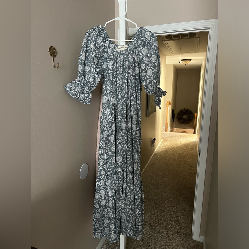 Daughters of India Blue Floral Maxi Dress